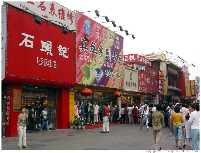 Street near Wangfujing.  People are waiting in line to get into a store.