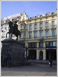 Statue of horse in downtown Zagreb.