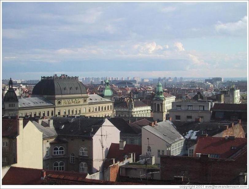 View of downtown Zagreb from a nearby hill.