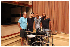 Musicians at Abdala Studios: Emilio Morales (piano), Oliver Vald&eacute;s (drums), a bass player (name unknown), and Carlos Miyares (saxophone).
