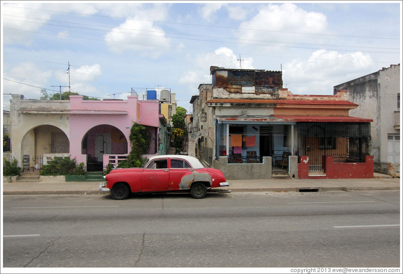 Red and white car, 19th Avenue.