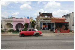 Red and white car, 19th Avenue.