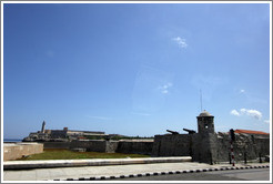 Two fortresses: Morro Castle (Castillo de los Tres Reyes del Morro) and Fort San Salvador (Castillo De San Salvador De La Punta).