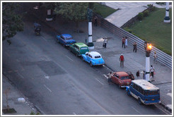 Cars parked in front of Parque Central (Central Park), viewed from the roof Hotel Saratoga.