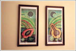 Art by Juan Moreira on the wall of a room in the Hotel Meli&aacute; Cohiba.