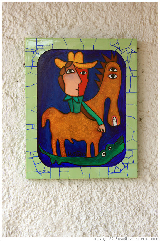 Tile with a man on a horse, Fusterlandia.