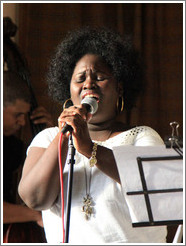 Singer Dayme Arocena Uribarri, performing at a private home in Miramar.