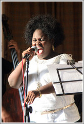 Singer Dayme Arocena Uribarri, performing at a private home in Miramar.