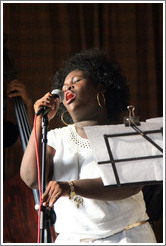 Singer Dayme Arocena Uribarri, performing at a private home in Miramar.