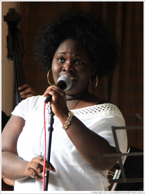 Singer Dayme Arocena Uribarri, performing at a private home in Miramar.