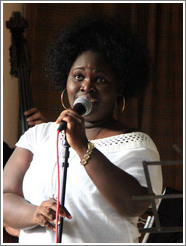 Singer Dayme Arocena Uribarri, performing at a private home in Miramar.