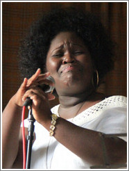 Singer Dayme Arocena Uribarri, performing at a private home in Miramar.