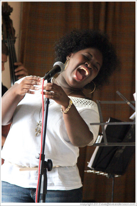 Singer Dayme Arocena Uribarri, performing at a private home in Miramar.