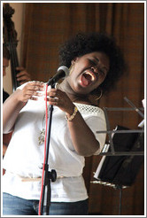 Singer Dayme Arocena Uribarri, performing at a private home in Miramar.