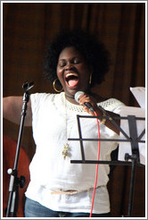 Singer Dayme Arocena Uribarri, performing at a private home in Miramar.