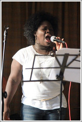 Singer Dayme Arocena Uribarri, performing at a private home in Miramar.