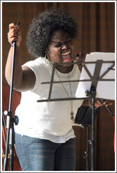 Singer Dayme Arocena Uribarri, performing at a private home in Miramar.