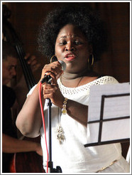 Singer Dayme Arocena Uribarri, performing at a private home in Miramar.