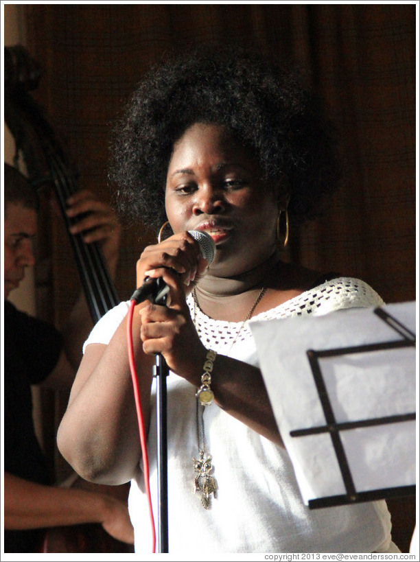 Singer Dayme Arocena Uribarri, performing at a private home in Miramar.