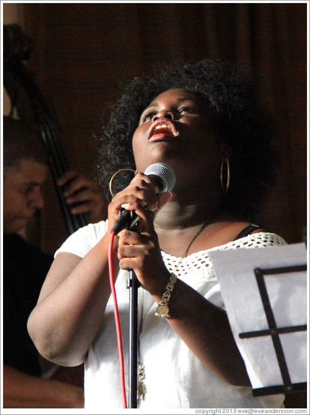 Singer Dayme Arocena Uribarri, performing at a private home in Miramar.