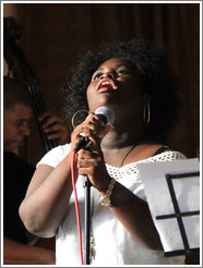 Singer Dayme Arocena Uribarri, performing at a private home in Miramar.