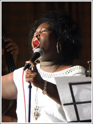 Singer Dayme Arocena Uribarri, performing at a private home in Miramar.