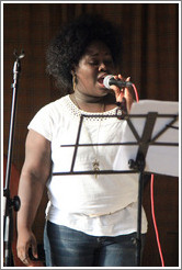 Singer Dayme Arocena Uribarri, performing at a private home in Miramar.