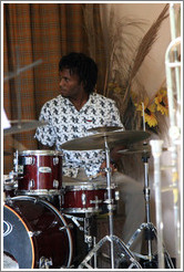 Drummer Julio Cesar, performing at a private home in Miramar.