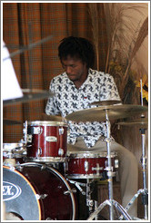 Drummer Julio Cesar, performing at a private home in Miramar.