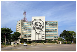 Camilio Cienfuegos depicted on the Ministry of Communications and Informatics, Plaza de la Revoluci&oacute;n.