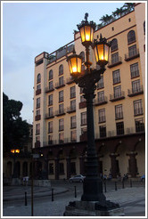 Streetlight at dusk, Paseo del Prado.