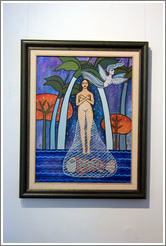 Painting by Cuban artist Alicia Leal hanging in the studio she shares with artist Juan Moreira.