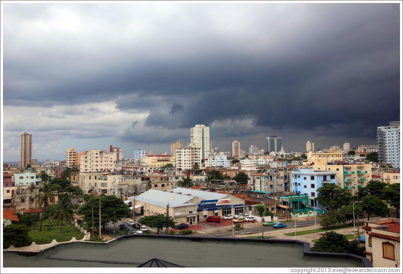 Havana on a stormy afternoon, viewed from Hotel Meli&aacute; Cohiba.