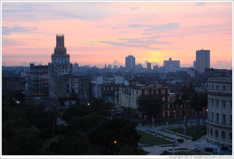 View of Havana from Hotel Saratoga at dusk.