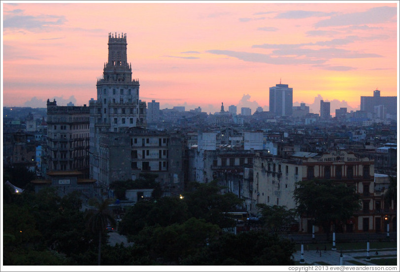 View of Havana from Hotel Saratoga at dusk.