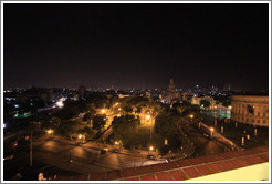 View of Havana from Hotel Saratoga, including Parque Central (Central Park), at night.