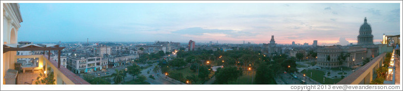 View of Havana from Hotel Saratoga at dusk.