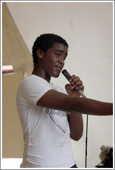 Boy performing a Michael Jackson song, Abraham Lincoln Cultural Center.