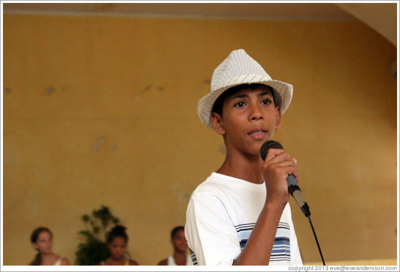 Boy singing, Abraham Lincoln Cultural Center.