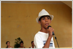 Boy singing, Abraham Lincoln Cultural Center.