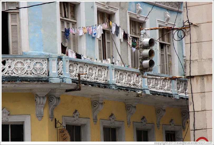 Clothes hanging from window, near Parque de la Libertad (Liberty Park).