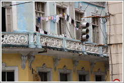 Clothes hanging from window, near Parque de la Libertad (Liberty Park).