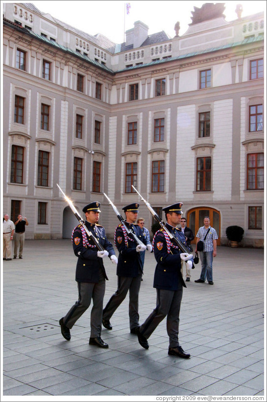 Changing of the guards, 1st Courtyard, Prague Castle.