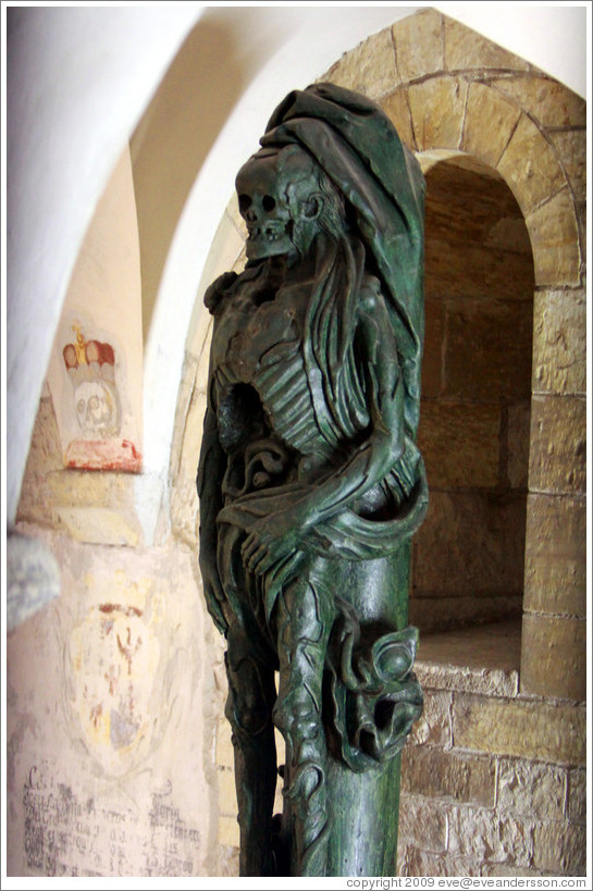 Skeleton sculpture, vault, St. George's Basilica (Bazilika Sv. Ji&#345;? Prague Castle.
