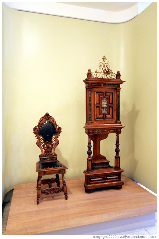 Chair and corner cabinet (1886) by Jan Koula.  National Gallery, Prague Castle.