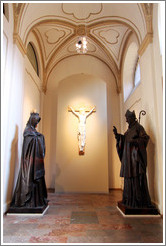 Plaster cast of St. Adalbert (Vojt&#283;ch) sculpture and model of a St. Agnes sculpture by Josef V?av Myslbek.  Behind is Christ on a Cross (1843) by Emanuel Max.  National Gallery, Prague Castle.