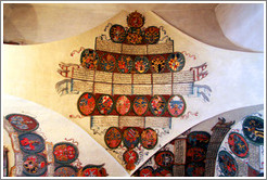 Ceiling of room containing land rolls, Old Royal Palace, Prague Castle.