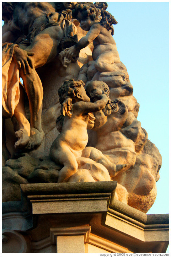 Winged babies kissing, sculpture detail, Charles Bridge (Karl&#367;v most).