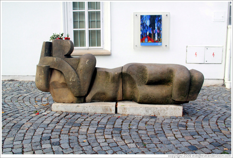 Abstract sculpture/planter outside Museum Kampa, Kampa, Mal?trana.