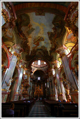 Beautiful painted ceiling, St. Nicholas' Church (Kostel sv. Mikul?), Mal?trana.